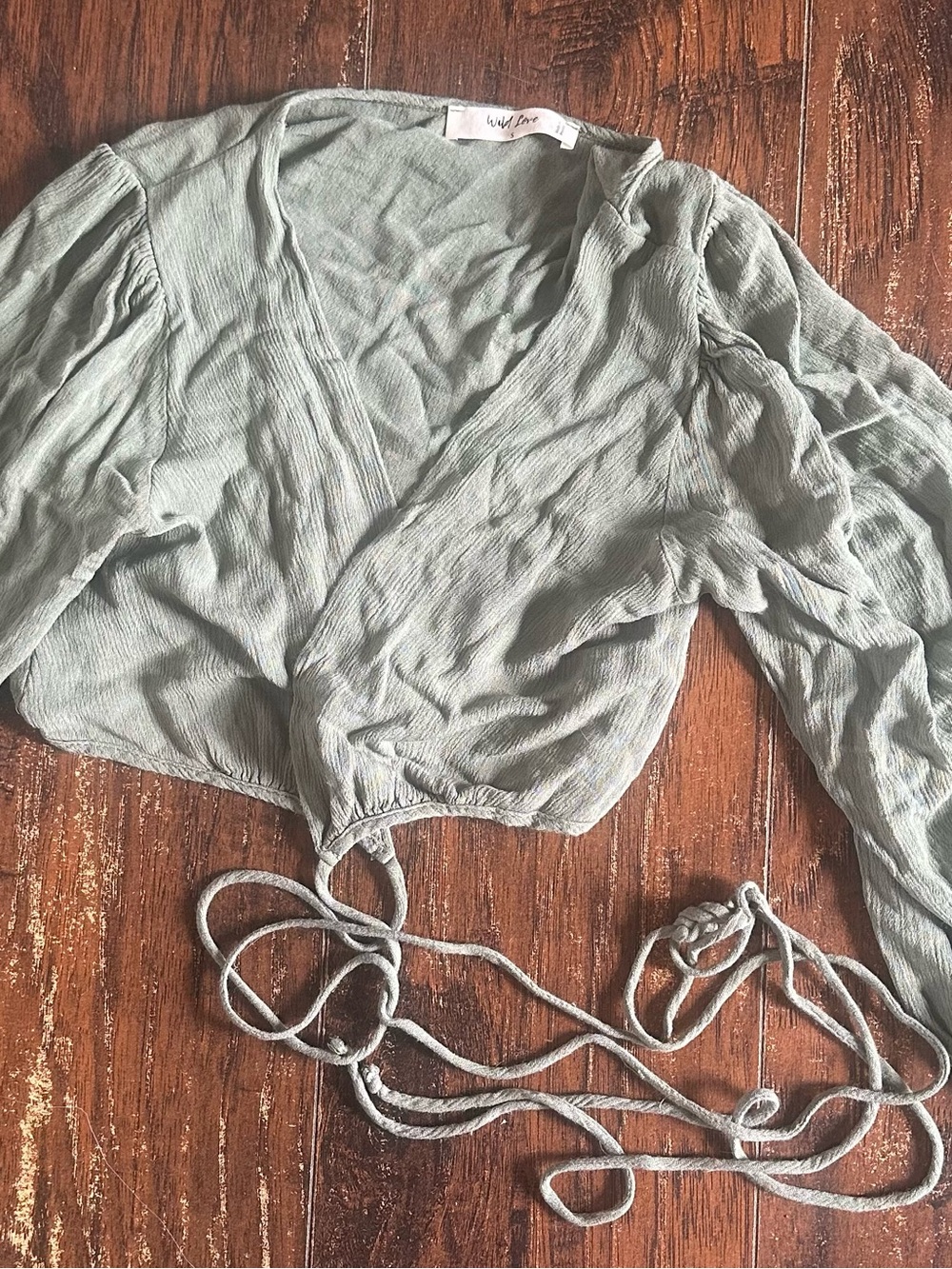 wild fable Sage Green Wrap Crop Top